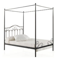 Cama de forja dosel África en color negro para dormitorio con diseño elegante y estructura metálica con columnas
