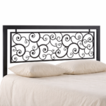 Cabecero de cama de forja con diseño de caracoles en hierro negro