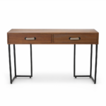 consola de madera con 2 cajones y estructura de forja negra estilo industrial