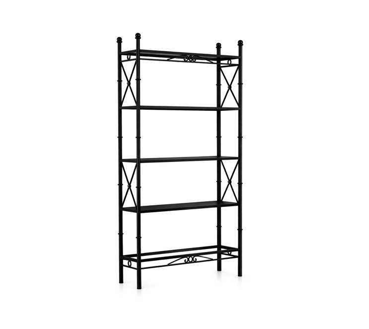 estantería de forja negra con baldas estilo clásico