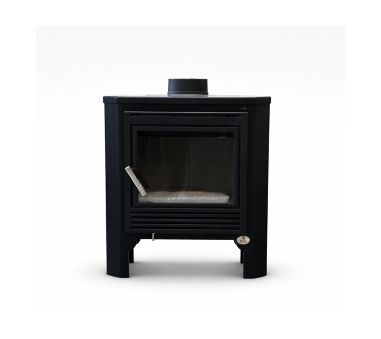 estufa de leña M-101 negra con puerta de cristal para calefacción del hogar