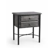 Mesita forja y madera 2 cajones