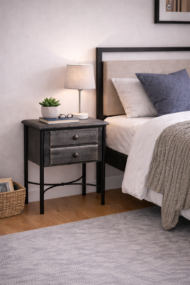 Mesita forja y madera 2 cajones - Imagen 2